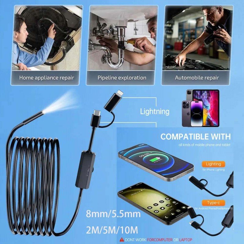 كاميرا منظار سلكية 10 متر بإضاءة LED مقاومة للماء IP67 - الصورة 4