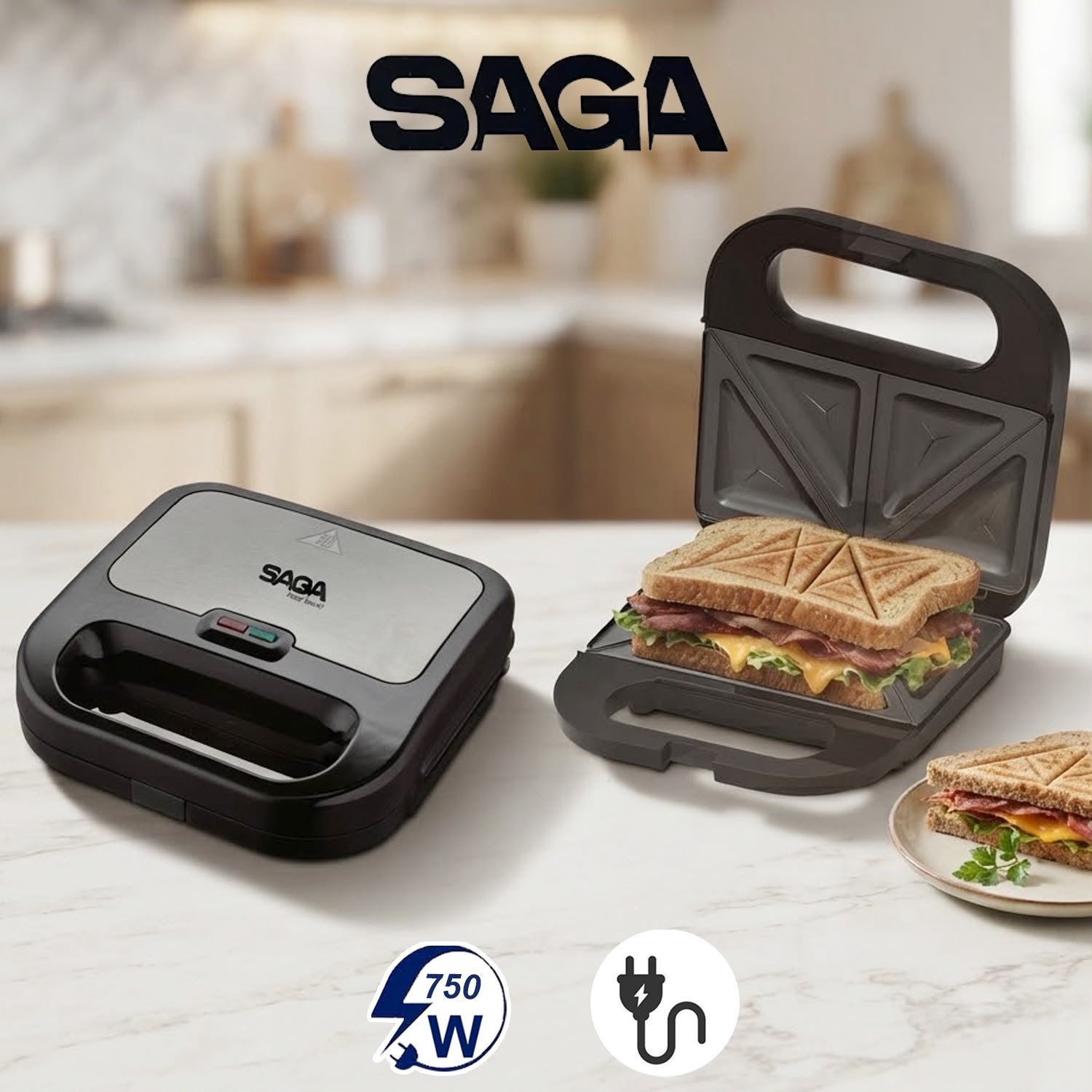 صانعة ساندويتش كهربائية SAGA بقوة 750 واط