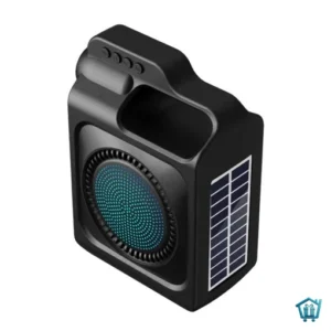 مكبر صوت لاسلكي محمول مع شحن شمسي وكشاف LED وراديو FM