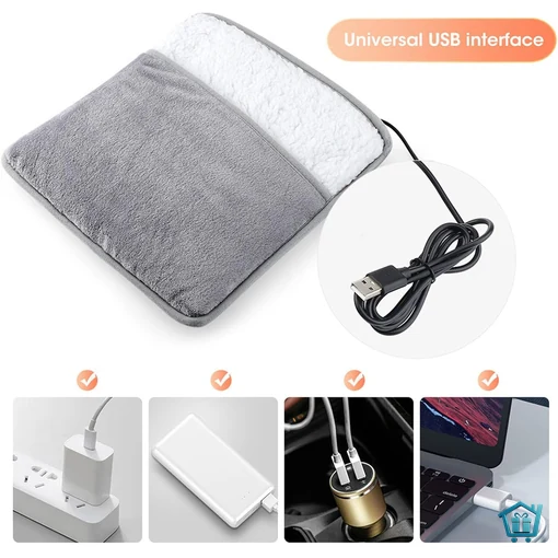 مدفأة قدمين كهربائية USB سريعة التسخين مع تدليك بالاهتزاز وحرارة