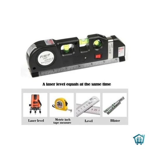 ميزان ليزر Fixit متعدد الوظائف مع شريط قياس 2.5 متر