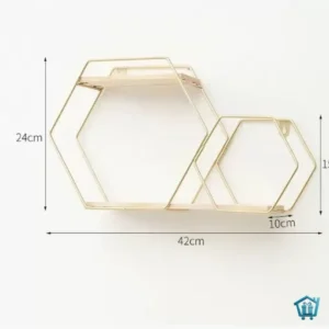 رف حائط سداسي هندسي للتخزين والديكور 42×24×10 سم