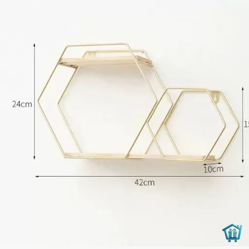 رف حائط سداسي هندسي للتخزين والديكور 42×24×10 سم
