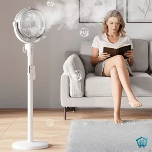 مروحة أرضية برذاذ ماء قابلة للشحن مع تبريد سريع و4 سرعات